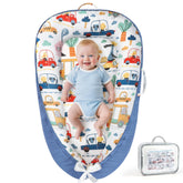KISS GOLD baby lounger cover closeup shows soft cotton fabric for gentle skin contact during play.