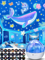 KISTRA night-light projector with cover-off ceiling patterns for a planetarium feel