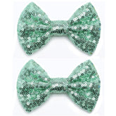Kiszu green sequin bow clip for daily hairstyles.