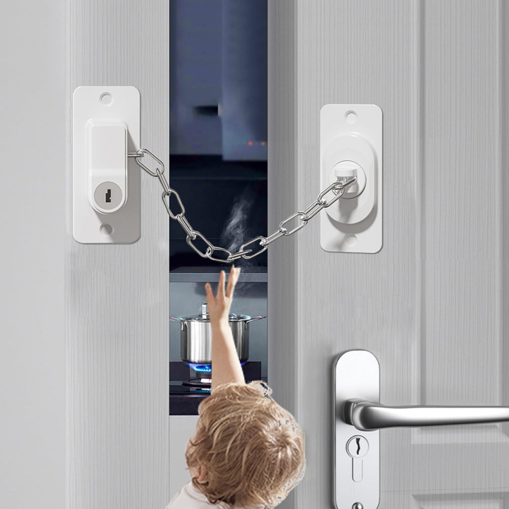 KIZZHISI child-proof door lock 2-pack mounted on a door for safer room access.