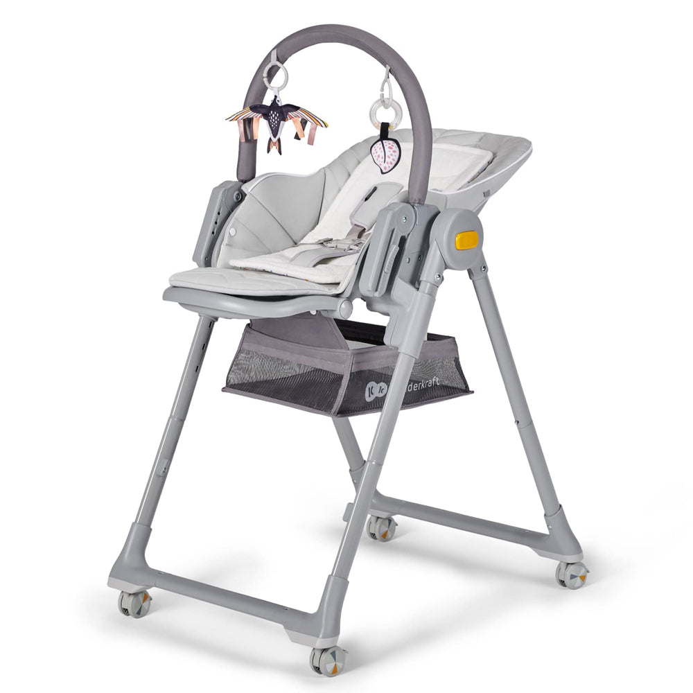 Kinderkraft LASTREE foldable high chair grey ready for compact storage