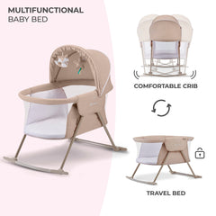 kk Kindkraft LOVI adjustable hood provides shade during naps.
