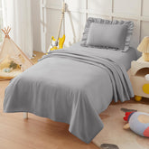 KKJIAF toddler sheet set flat sheet grey on a cozy bed for gentle nights