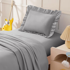 KKJIAF ruffle pillowcase grey adds cute touch and easy envelope closure