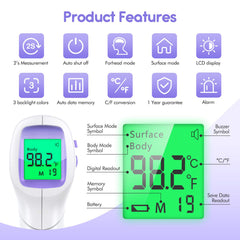 KKmier forehead temperature display highlights readings at a glance.