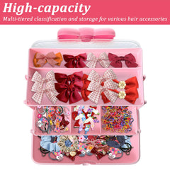 KKONHII pink storage box with beaded handle for easy carrying.