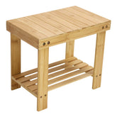 KKTONER bamboo step stool with storage shelf for bathroom organization and comfortable seating