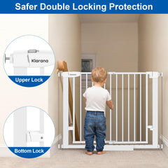 Klarana auto-close feature gently seals gate when angles fall below 90 degrees.