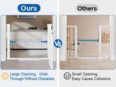 Klarana gate wide walk-thru entrance facilitates strollers and full hands usage.