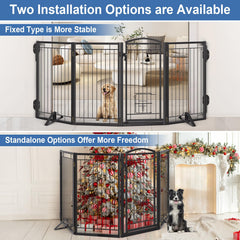 Klarana dog gate cat door detail emphasizes separate cat passage for smoother pet coexistence.