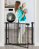 Klarana easy walk-thru gate with large door for strollers and quick access.