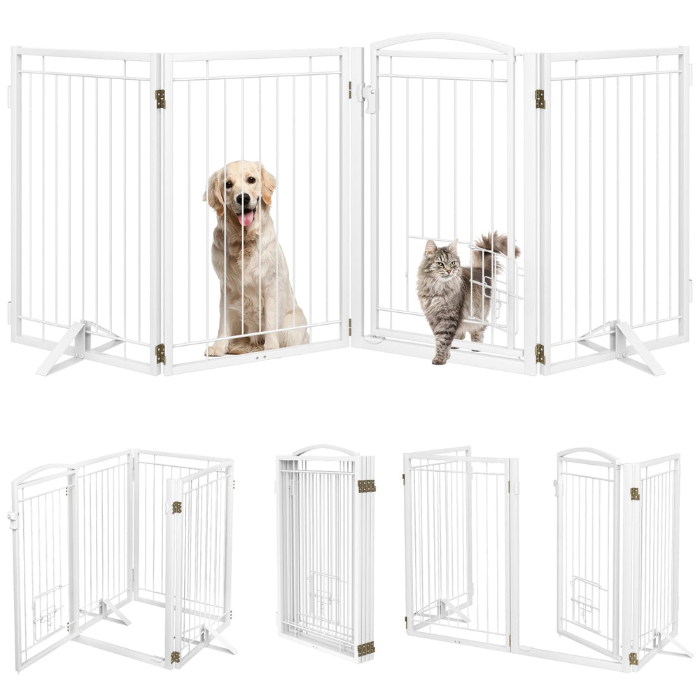 Klarana metal dog gate front view shows durable all-metal construction for long-term use.
