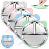 KLCKH 4-pack toddler plates with suction base reduce spills on highchairs and tables.