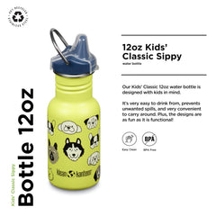 Klean Kanteen 12oz Classic Kid's Sippy Bottle swivel-loop handle helps carry easily