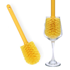 KLEEN HANDLER Goblet Cleaning Brush in yellow for scrubbing jars, bottles, and glasses.