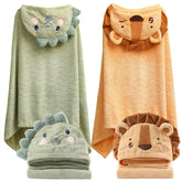 kmilro toddler towel hooded animal face shows a cozy post-bath moment