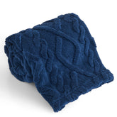 KMUSET Kids blue blanket shows 3D jacquard design for stylish decor and cozy warmth.