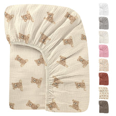 Knirose muslin crib sheet shows soft skin-contact comfort.