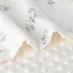 Knirose muslin front with velvet back, breathable warmth for all seasons.