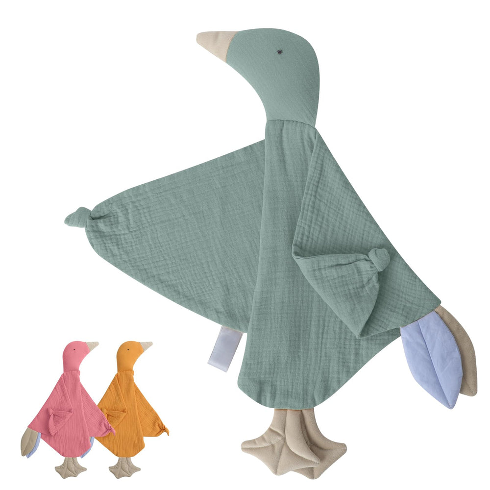 Knirose premium soft muslin cotton goose lovey close-up for gentle cuddling.