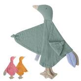 Knirose premium soft muslin cotton goose lovey close-up for gentle cuddling.