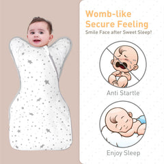 Knirose swaddle sack with dual zipper enables easy night changes.