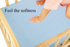 Knlpruhk Silk Fitted Crib Sheet Lt Blue color adds calming sleep aesthetics.