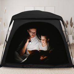Knocloc CPC sensory tent blackout fabric close-up showing light-blocking calm for bedtime.