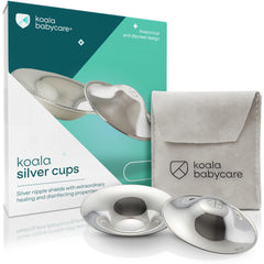 Koala Babycare silver nursing cups regular size on bra for discreet nipple protection and comfort