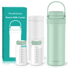 Koalababy 22oz cooler front view shows compact travel-ready design for on-the-go pumping.