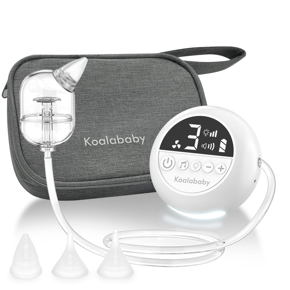 Koalababy electric nasal aspirator suction levels display for gentle relief customization.