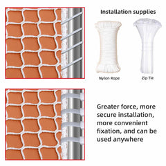 kobadi balcony netting installation strap demonstrates easy fix to frames.