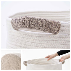 Kodomoore Blanket Basket closeup shows soft cotton rope texture and premium feel.