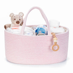 Kodomoore diaper caddy front view shows accessible space for diapers and wipes