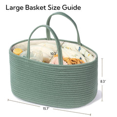 Kodomoore diaper caddy large sage green folded-flat design enables flat storage when not in use.