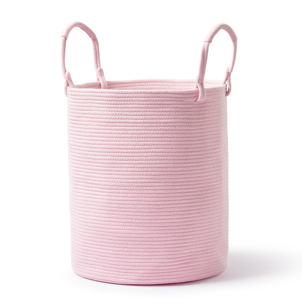 Kodomoore laundry basket in light pink, wide view adds subtle elegance to any room.
