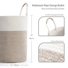 Kodomoore laundry basket size 15x18 inches fits blankets, clothes, and toys.