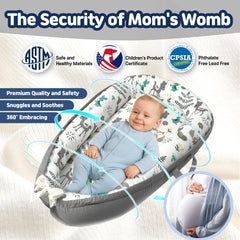Kombi baby lounger with removable double-sided cover for easy seasonal styling