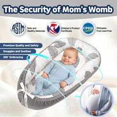 Kombi Baby Lounger travel-ready side profile shows portable design for home and on-the-go use.