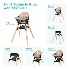 Komcot High Chair with reversible footrest showing two height options