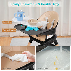 Komcot High Chair stable wooden legs with anti-slip pads
