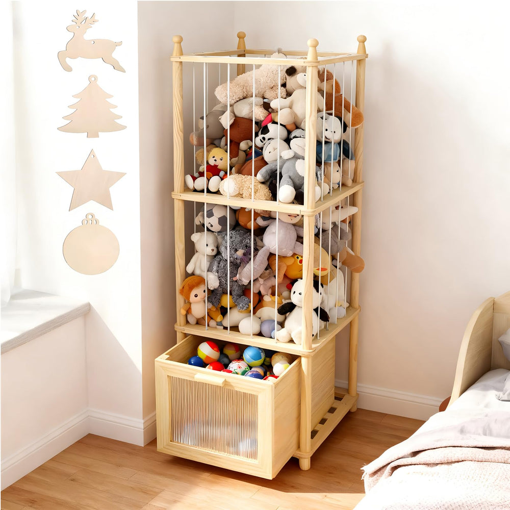 Kompaktayc stuffed animal storage with clear-view drawer boosts visibility and quick toy access.