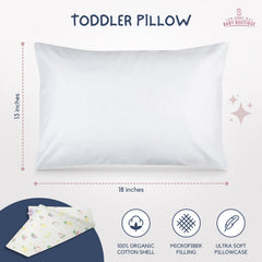 Kona's Baby Boutique toddler pillow closeup case reveals gentle, washable fabric.