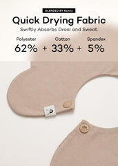 Konny Baby Bibs dribble pad closeup emphasizes absorbent, quick-drying fabric.