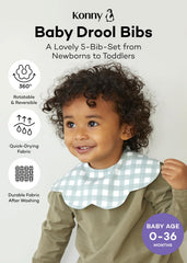 Konny Baby Bibs navy front view emphasizes gentle protection during meals.