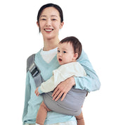 Konny Baby Carrier Hip Seat front view illustrating one-size fit and versatility
