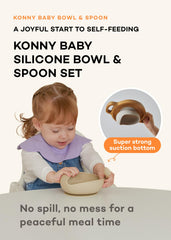 Konny bowl with suction bottom—stable on surfaces to reduce spills.