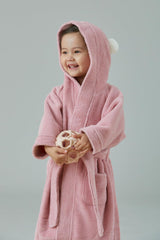 Konny hooded-design robe provides kid-friendly warmth with playful easy-dry silhouette