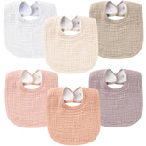 Konssy 6-pack muslin baby bibs front view demonstrates soft cotton absorbency for drool