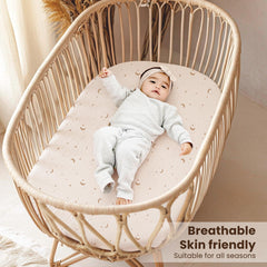 Konssy snug-fit elastic bassinet sheet keeps sheet in place as baby moves
